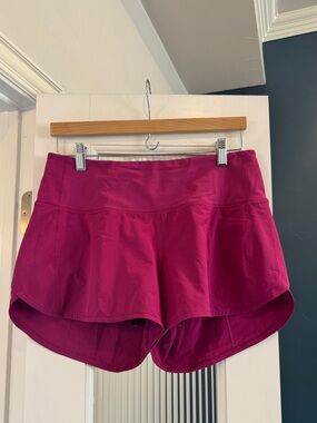 Lululemon Magenta Run Shorts 4” inseam Size 8
